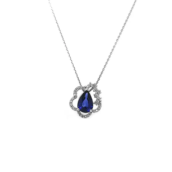 Gold Pendant with Sapphire and Diamonds
