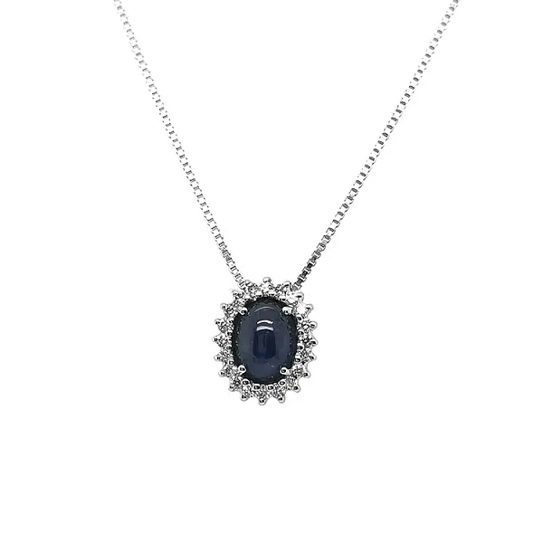 Gold Pendant with Sapphire and Diamonds