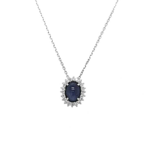 Gold Pendant with Sapphire and Diamonds