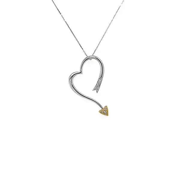 Gold Pendant in Heart Shape with Diamonds