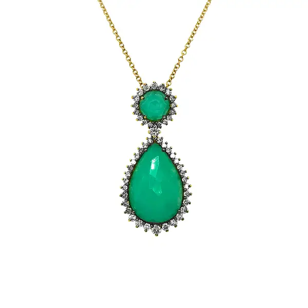 Gold Pendant with Emeralds and Diamonds