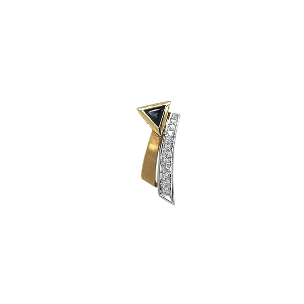Gold Pendant with Sapphire and Diamonds