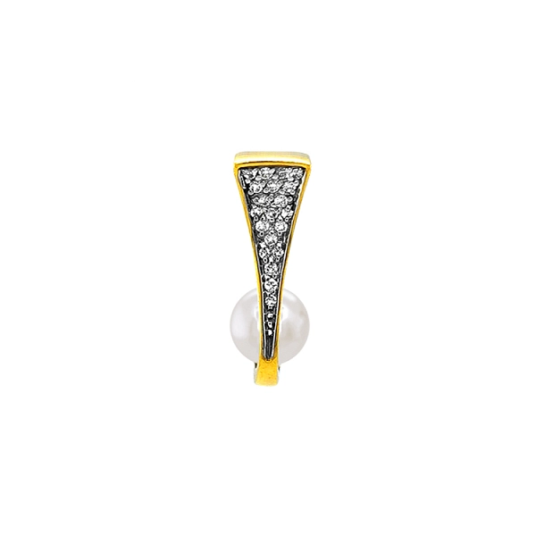 Gold Pendant with Natural Pearl and Diamonds