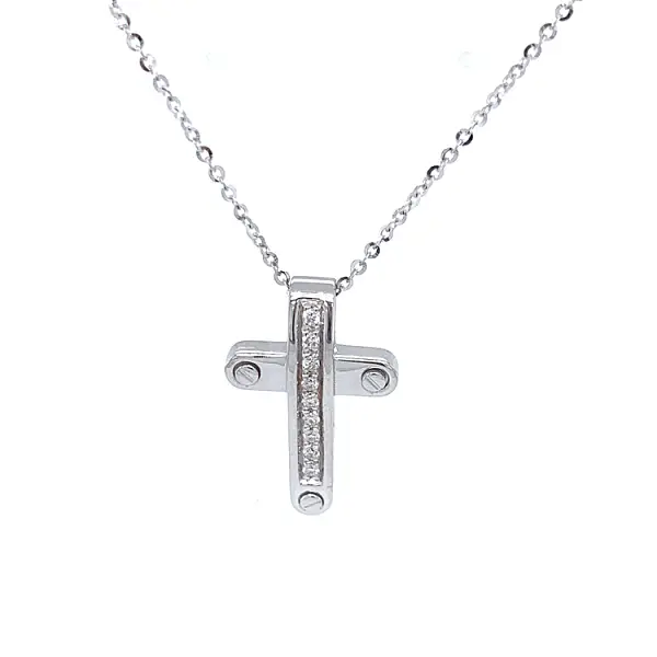 Gold Pendant Cross Zancan Insignia with Diamonds EC584B