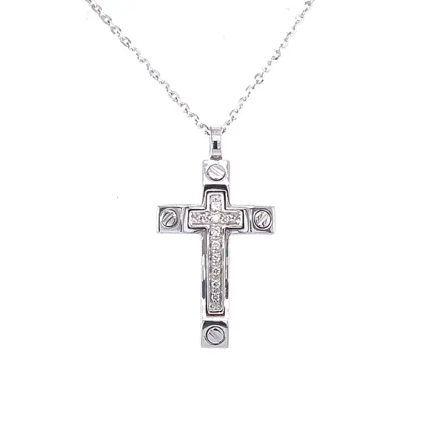 Gold Pendant Cross Zancan Insignia with Diamonds EC592BR