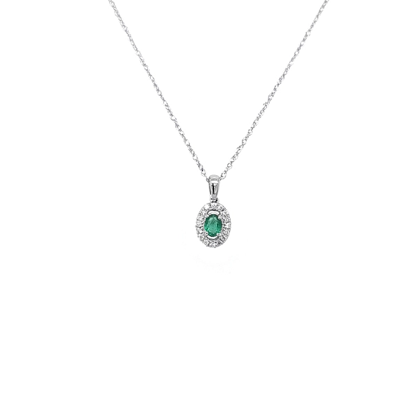 Emerald pendant with white gold diamonds
