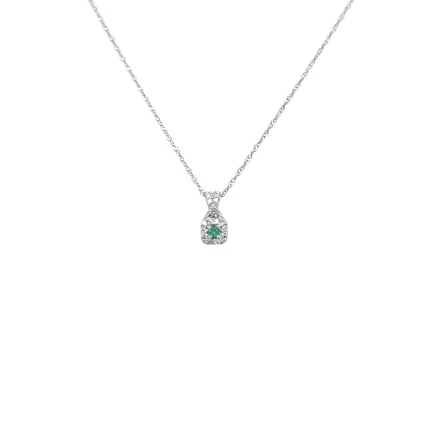 Emerald pendant with white gold diamonds