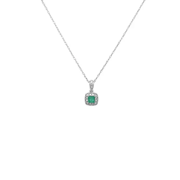 Emerald pendant with white gold diamonds