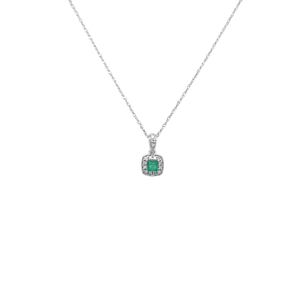 Emerald pendant with white gold diamonds