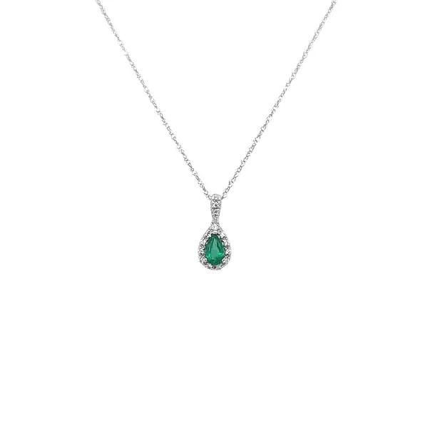 Emerald pendant with white gold diamonds