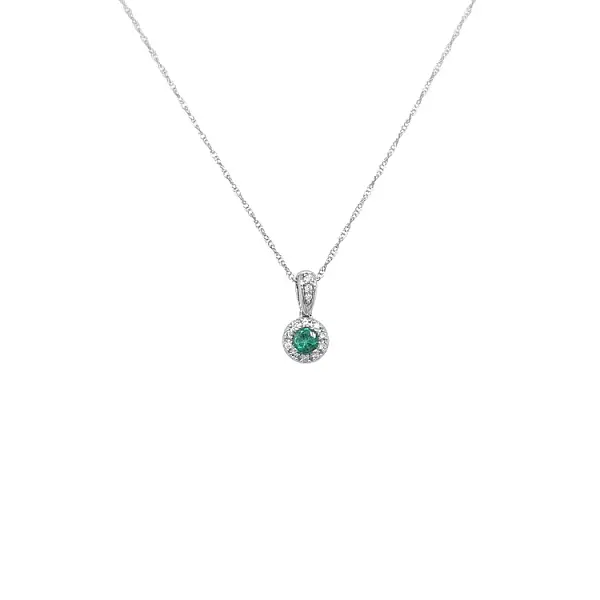 Emerald pendant with white gold diamonds