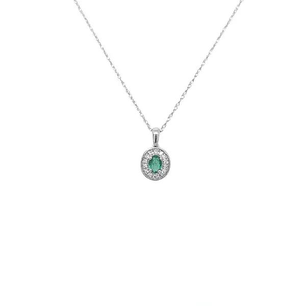 Emerald pendant with white gold diamonds