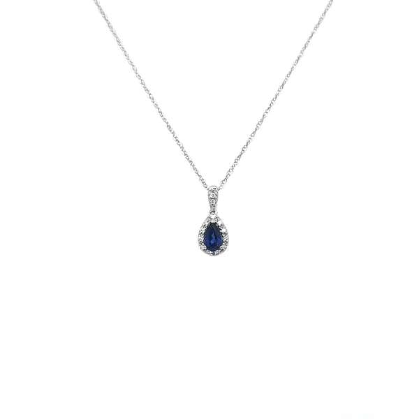 Gold pendant with sapphire and diamonds