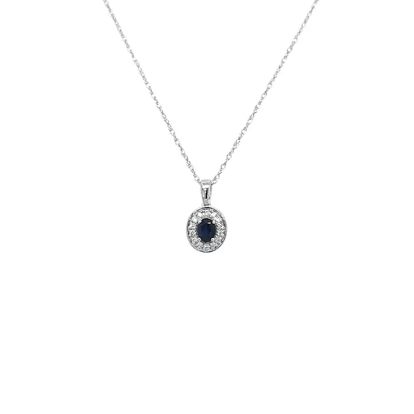 Gold pendant with sapphire and diamonds