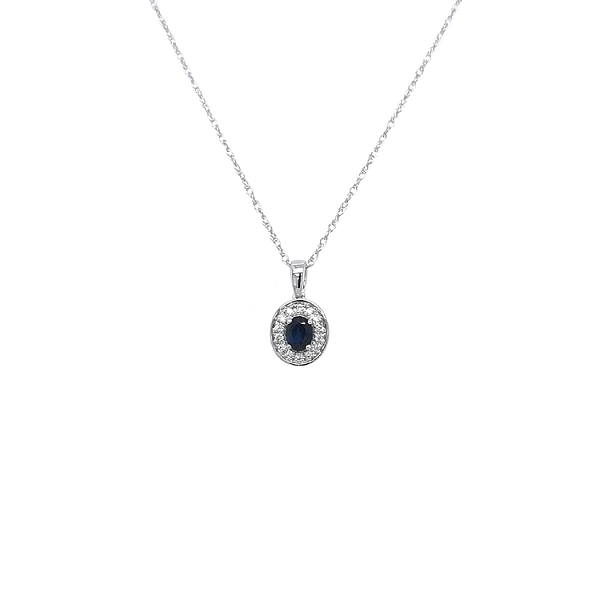 Gold pendant with sapphire and diamonds