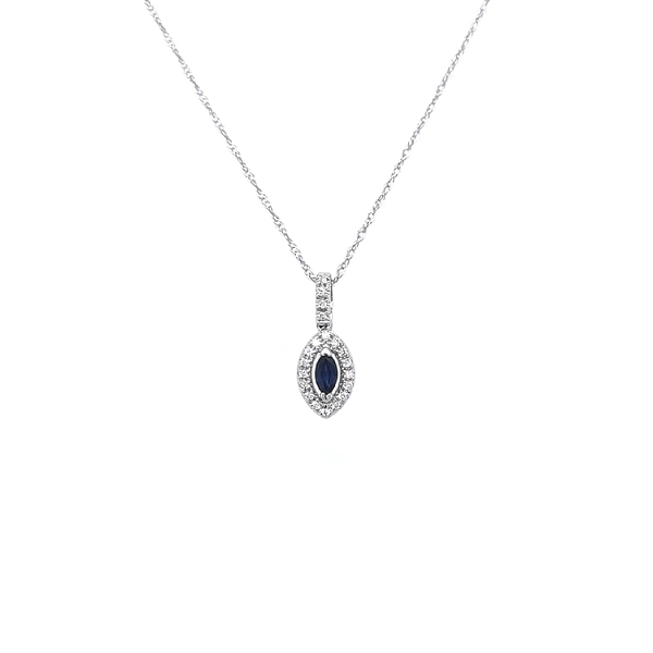 Gold pendant with sapphire and diamonds