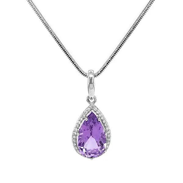 Gold Pendant with Amethyst and Diamonds