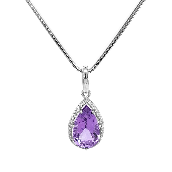 Gold Pendant with Amethyst and Diamonds
