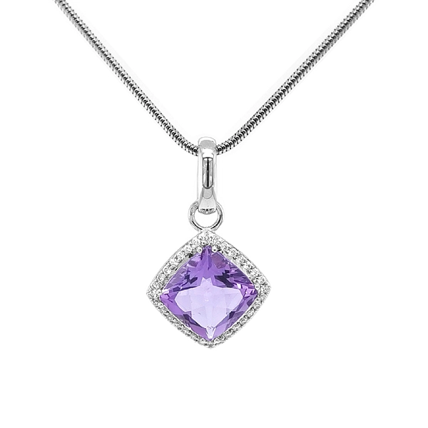 Gold Pendant with Amethyst and Diamonds
