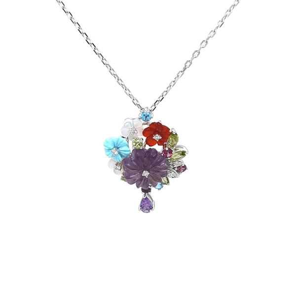 Gold Pendant Semi precious stones and Diamonds