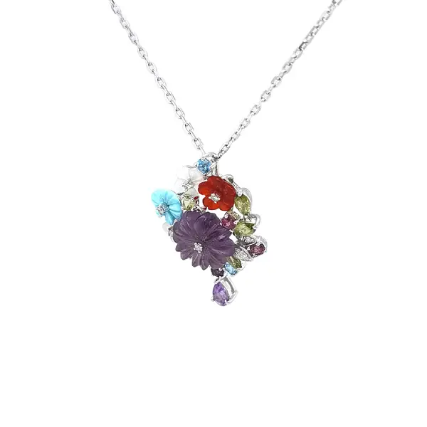 Gold Pendant Semi precious stones and Diamonds