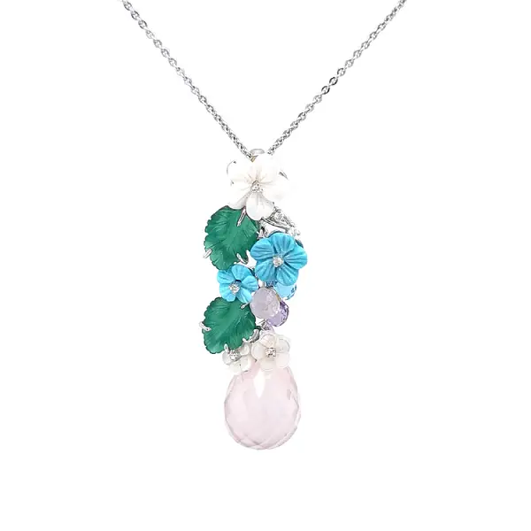 Gold Pendant Semi precious stones and Diamonds