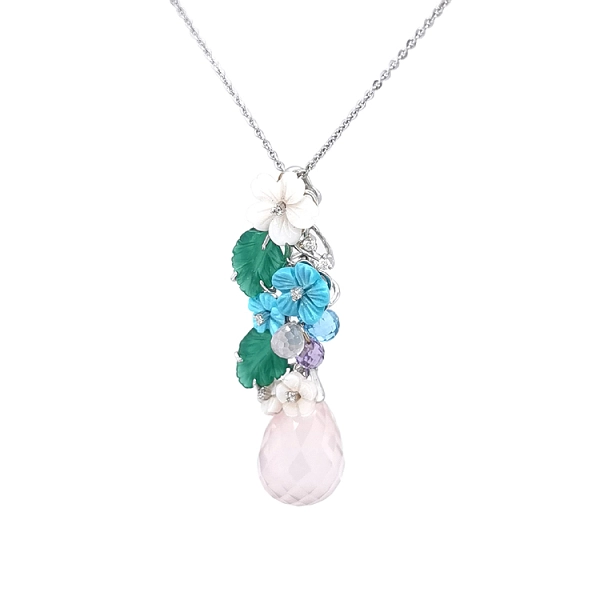 Gold Pendant Semi precious stones and Diamonds