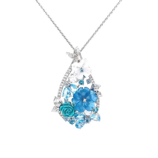 Gold Pendant Semi precious stones and Diamonds