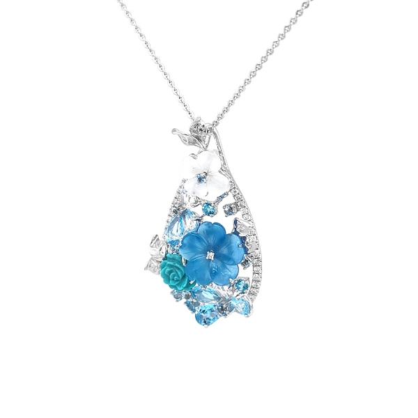 Gold Pendant Semi precious stones and Diamonds