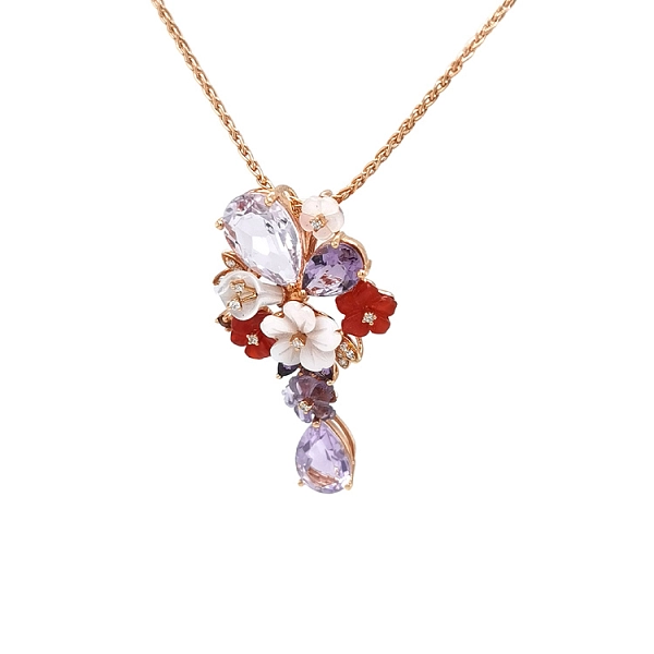Gold Pendant Semi precious stones and Diamonds