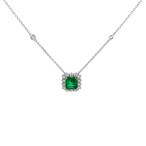 Gold Pendant with Emerald and Diamonds