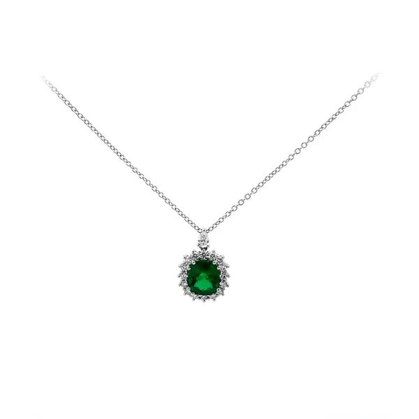 Gold Pendant with Emerald and Diamonds