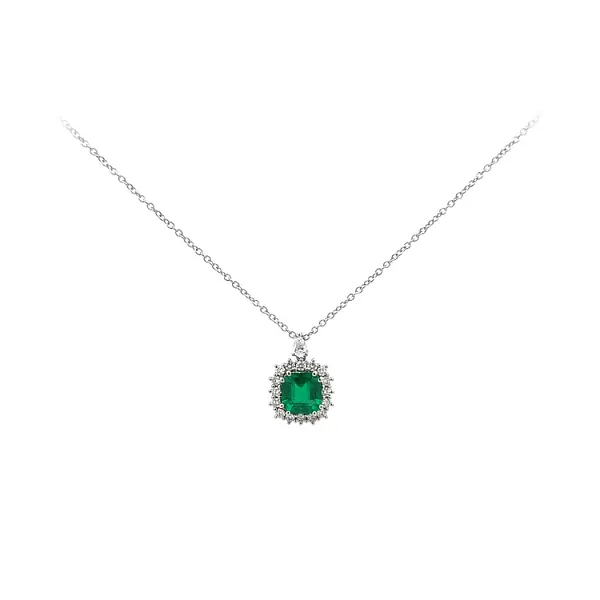 Gold Pendant with Emerald and Diamonds