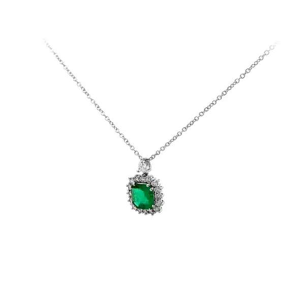 Gold Pendant with Emerald and Diamonds