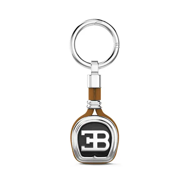Silver Zancan Bugatti key ring with leather P002-MA