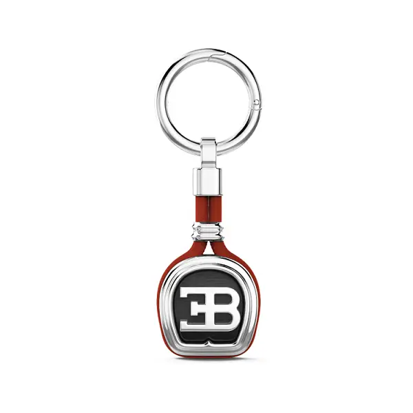 Silver Keyring Zanacn Bugatti with Leather P002-RO