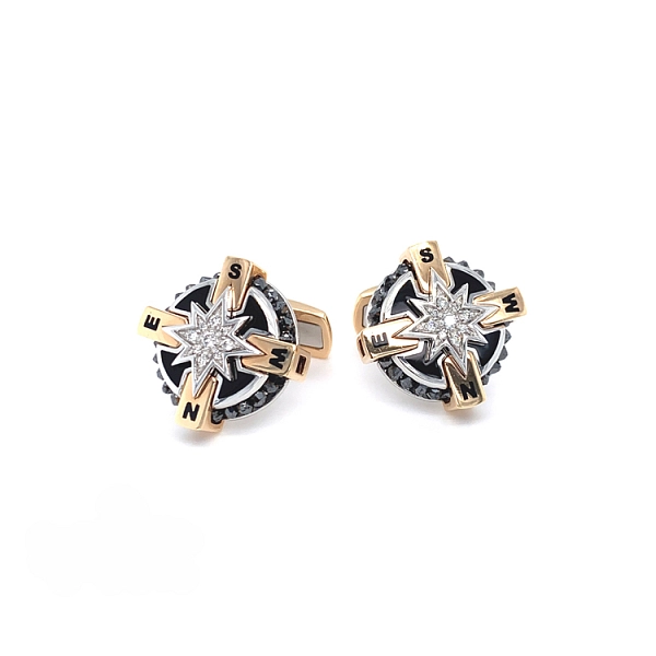 Gold Cufflinks Zancan Black Magic Magnum EP0041RB