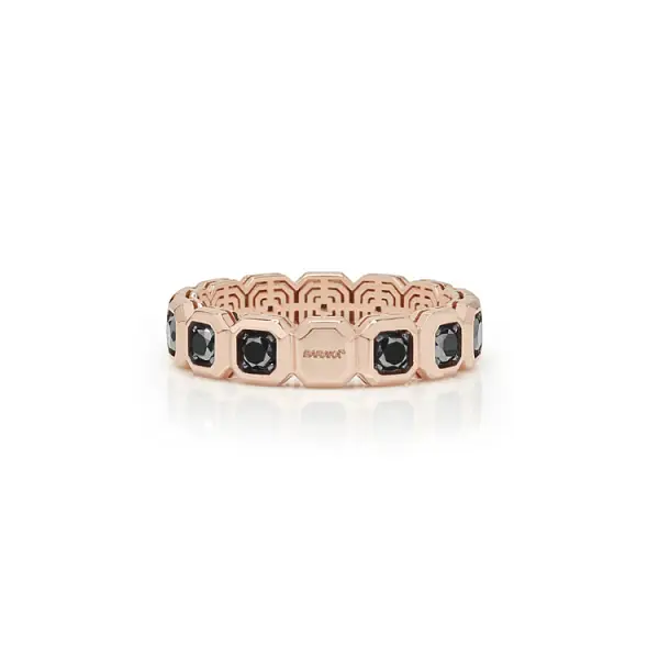 Golden Baraka Ring with Black Diamonds AN302101
