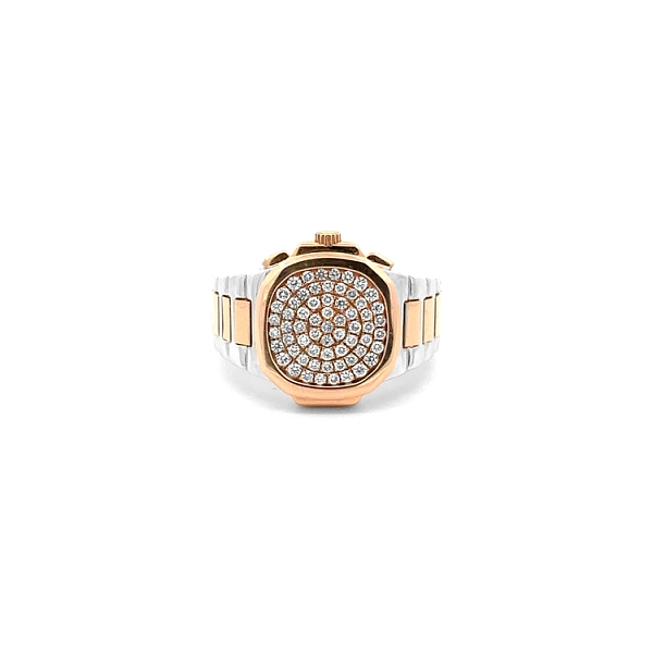 Golden Men's Ring with Diamonds
