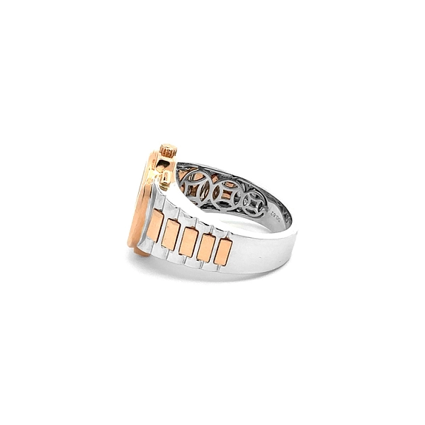 Golden Men's Ring with Diamonds