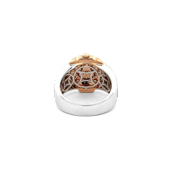Golden Men's Ring with Diamonds