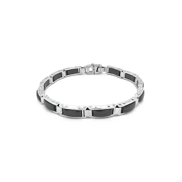 Silver Men's Bracelet Zancan Ceramik 925 KXB044-N