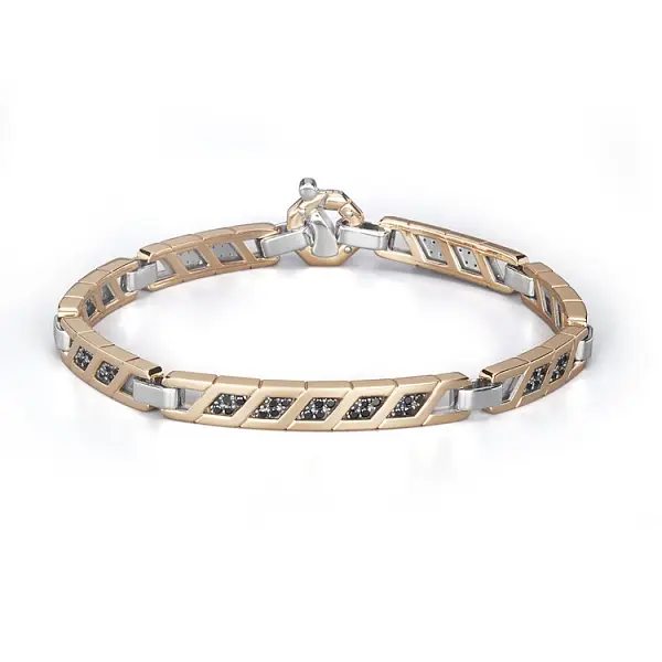 Gold Men's Baraka Bracelet with Black Diamonds BR345001