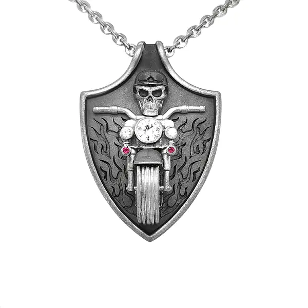 Silver Pendant with White Sapphires and Red Spinels Zancan Vendetta EXC530