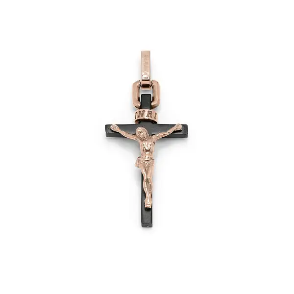 Gold pendant cross made of rose gold