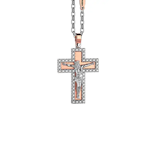 Gold Pendant Cross Zancan Couture EC901RB