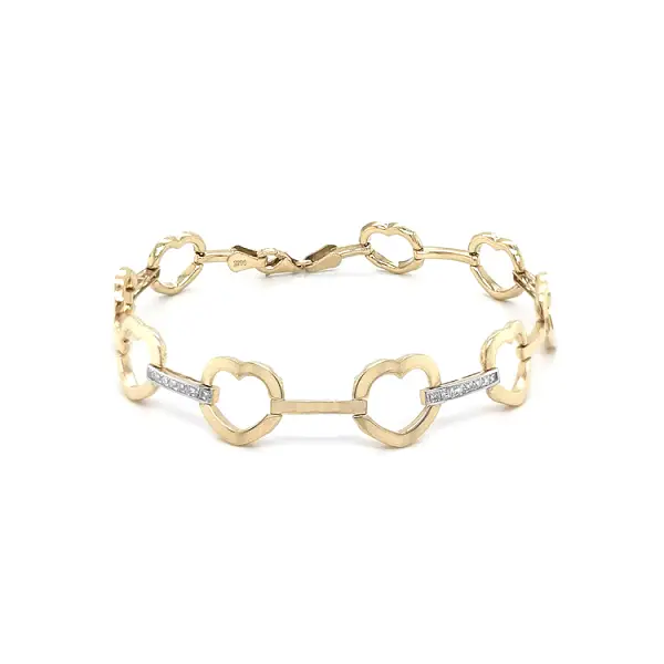 Gold Women's Bracelet Heart with Zircons