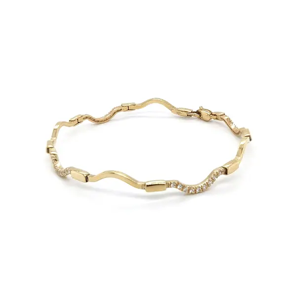 Gold Ladies Bracelet with Zircons
