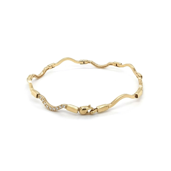 Gold Ladies Bracelet with Zircons