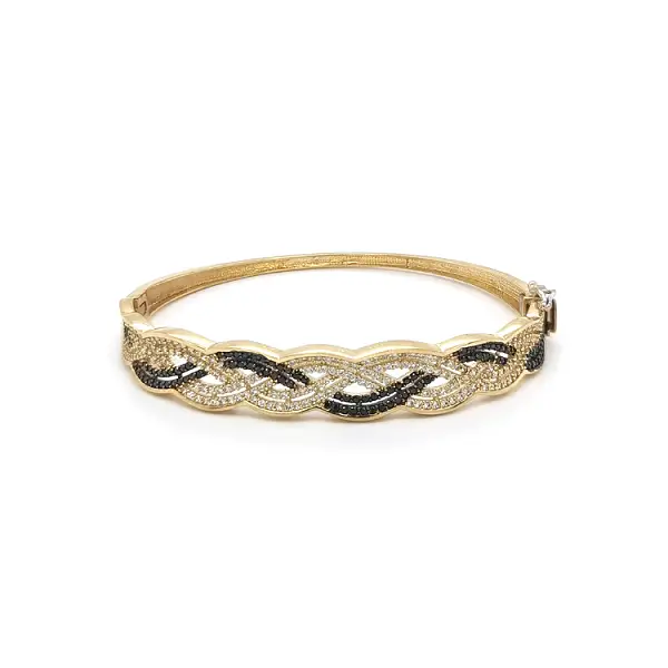 Gold Bracelet with Zircons